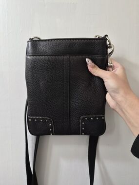 Coach Black Leather Crossbody Bag with Stud Accents